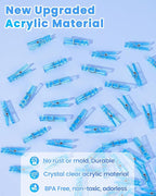60PCS Blue Clear Clothes Pins for Baby Shower Games Boy, Transparent Acrylic - Image 2