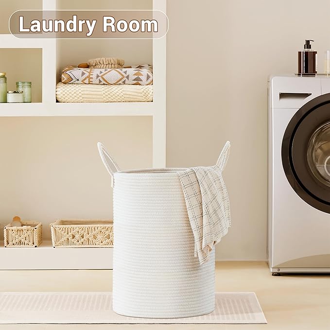 Tall Laundry Basket with Handles, 58L Portable Dirty Clothes Hamper, Boho - Image 6