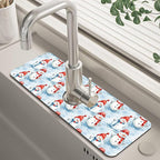 Christmas Snowman with Hat Kitchen Sink Splash Guard Mat Absorbent Fast Drying by Unknown
