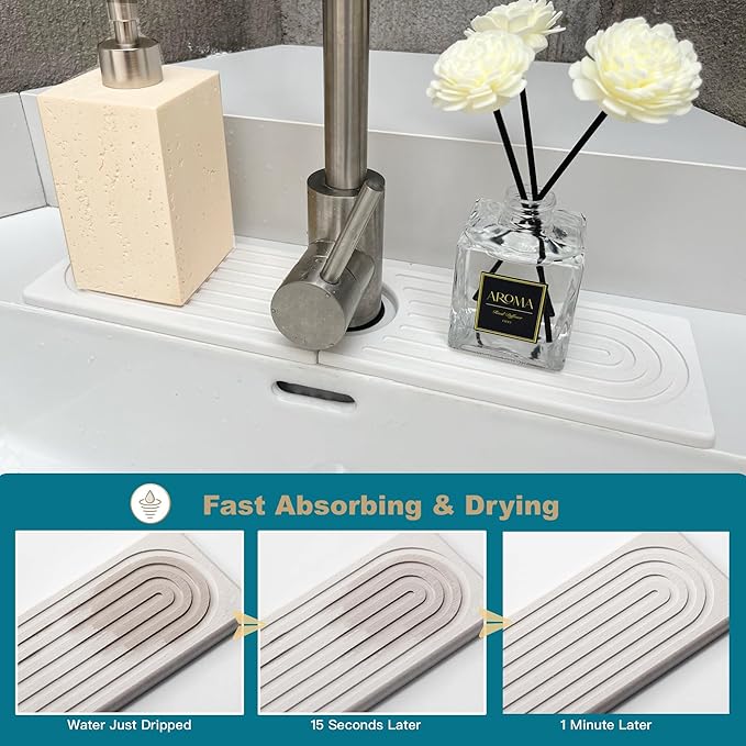 Faucet Mat for Kitchen Sink, Stone Drying Mat for Kitchen Counter, Stone Mat - Image 6