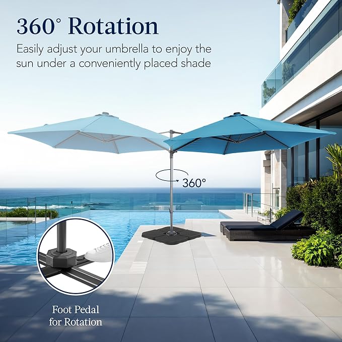 Best Choice Products 10ft Offset Cantilever Hanging Market Patio Umbrella, Smooth 360° Rotation, 8 Sturdy Ribs, Easy Adjustment - Sky Blue - Image 3