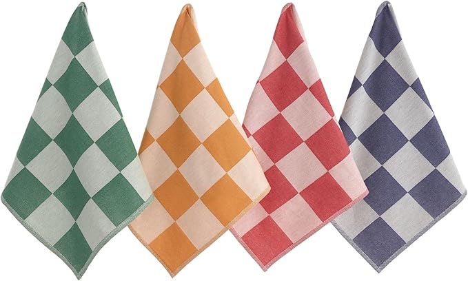 sea me at home Kitchen Towels, French Jacquard 100% Cotton Gingham Check Tea by seameathome