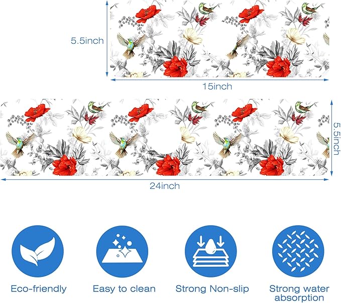 Poppy Wildflower Nightingale Sink Faucet Absorbing Mat Sink Splash Guard Faucet - Image 3