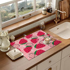 Strawberries Dish Drying Mat for Kitchen Counter Microfiber Absorbent Dish - Image 6