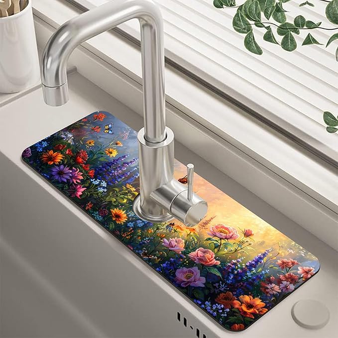 Kitchen Sink Splash Guard Faucet Mat Super Absorbent Fast Drying Mat Guard by Unknown