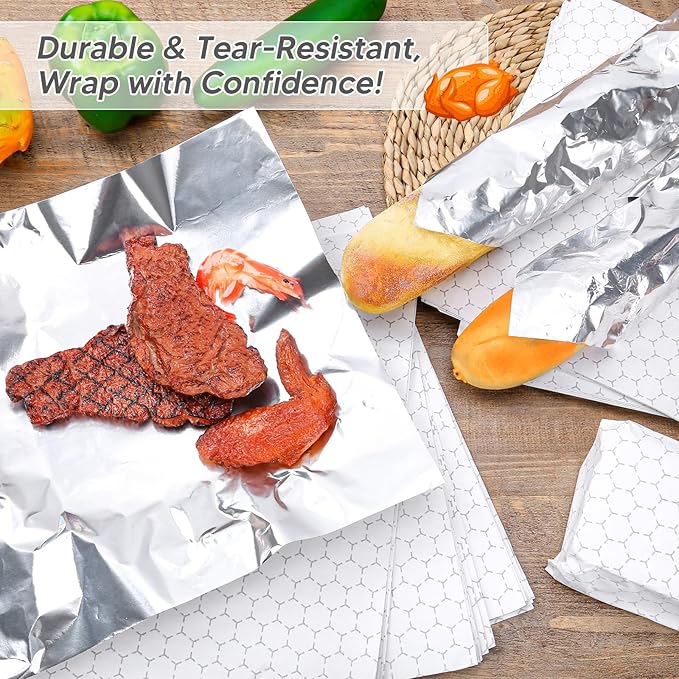 120 Packs Insulated Foil Sandwich Wrap Sheets 12"x12" Pre-Cut Aluminum Foil - Image 4