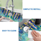 Abstract Watercolor Floral Kitchen Sink Splash Guard Mat Absorbent Fast Drying - Image 5
