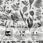 Spring Floral Hand Towels for Bathroom Set of 2 Black Grey White Flower Leaves - Image 3