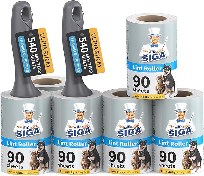 MR.SIGA Lint Rollers for Pet Hair Extra Sticky, 540 Sheets, Lint Remover for by MRSIGA