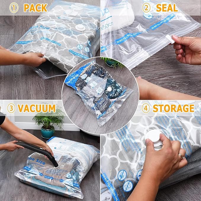 Vacuum Storage Bags 12 Jumbo, Space Saver Sealer Bags, Airtight Compression Bags - Image 3