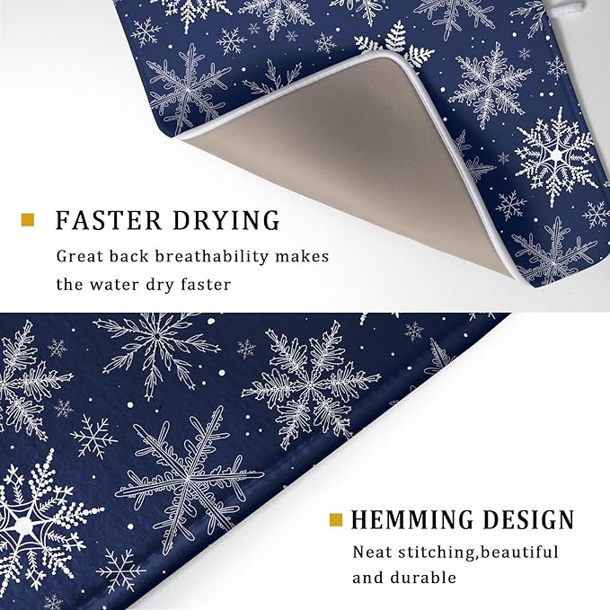 Winter Blue Snowflake Dish Drying Mat - Image 3