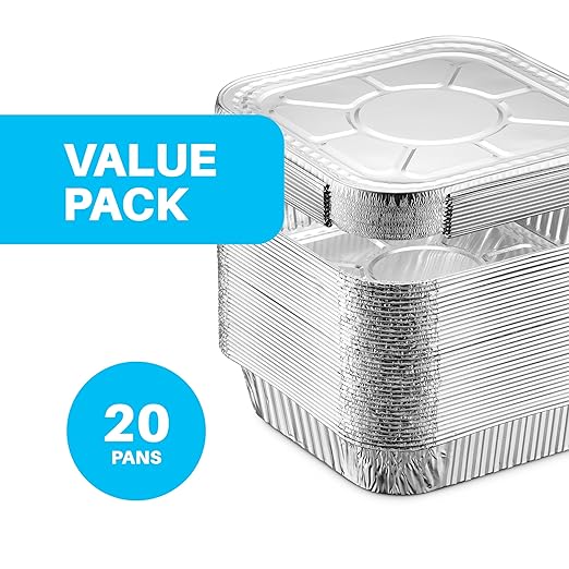 MontoPack 8” Disposable Aluminum Foil Square Baking Pans | 8 x 8 Cake Pan Tin - Image 2