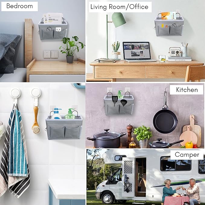 2pcs Middle Wall Hanging Organizer Bag, Linen Fabric Door Hanging Storage Basket - Image 2