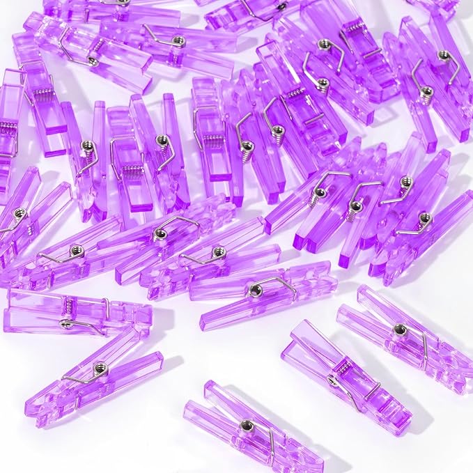 60PCS Purple Clothes Pins for Baby Shower Games Girl, Transparent Acrylic by JUXINDAZYF