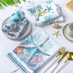 Boyiee Set of 6 Beach Kitchen Towels Coastal Ocean Dish Towels Sea Nautical Tea - Image 2