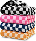 Jacquotha Hand Towels 4 Pack, Cotton Decorative Bathroom Hand Towel & Checkered by Jacquotha