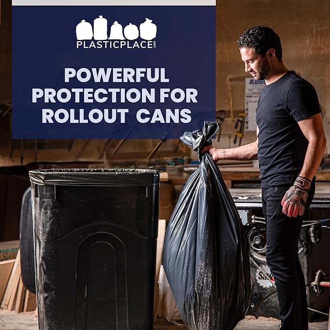 Plasticplace 95-96 Gallon Garbage Can Liners Heavy Duty 1.5 Mil Black Trash - Image 8