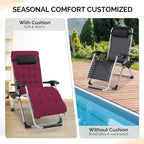 VINGLI Padded Zero Gravity Chair, Lounge Chair with Removable Cushion & Tray， Folding Reclining Patio Chairs， Recliner Chair for Lawn，Indoor Outdoor-Red - Image 7