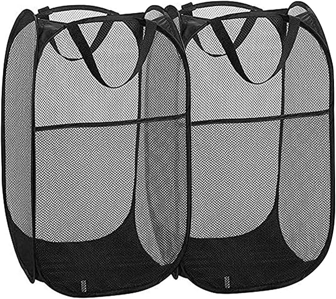 2 Pack Pop Up Laundry Hampers, Collapsible Mesh Laundry Basket, Foldable by Buenod