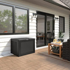 Rubbermaid Medium Resin Outdoor Storage Deck Box (74 Gal), Weather Resistant, Black, Deck Organization for Home/Backyard/Pool Chemicals/Toys/Garden Tools/Porch/Patio Cushions - Image 2