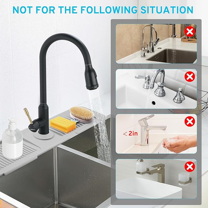 24" Longer Silicone Splash Guard, 5 Slope Design Faucet Water Catcher Mat - Image 4