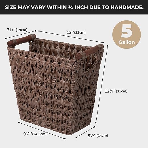 GRANNY SAYS Woven Trash Basket, Wicker Bathroom Trash Can - Image 5