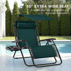 Best Choice Products 30” Wide Folding Zero Gravity Outdoor Recliner Patio Lounge Chair w/Adjustable Canopy Shade, Headrest, Side Accessory Tray - Forest Green - Image 3