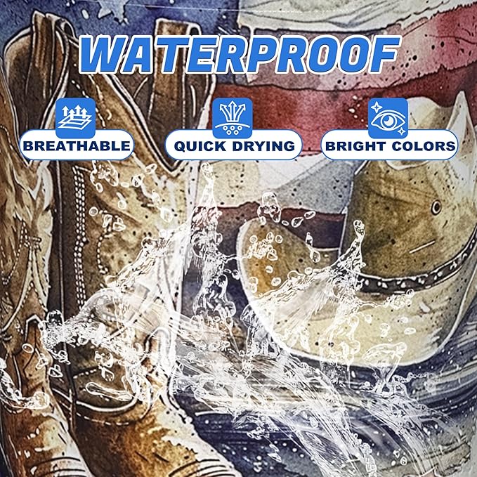Cowboy Hat Boots Laundry Basket American Flag Oxford Cloth Laundry Hamper - Image 5