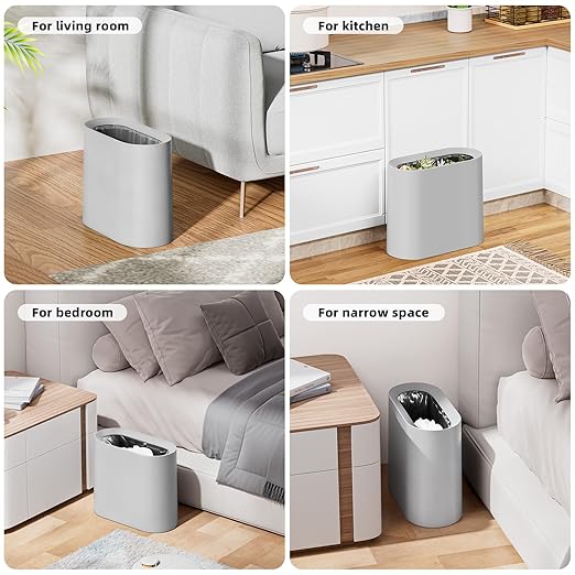 SUBEKYU 2.3 Gal Trash Can for Bathroom, Small Office Garbage Can for Kitchen - Image 5