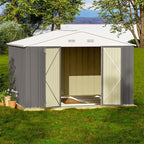 Patiowell 10 x 8 FT Outdoor Storage Shed with Floor Frame, Large Garden Tool Metal Shed with Sloping Roof and Double Lockable Door for Backyard Garden Patio Lawn,Grey by Patiowell