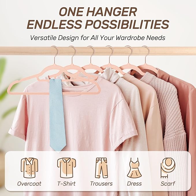 Velvet Hangers 30 Pack with Rose Gold Hooks, Space Saving & Heavy Duty Slim - Image 6