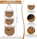 3 Tier Hanging Fruit Baskets for Kitchen, Boho Cotton Rope Handwoven Vegetable - Image 2