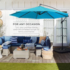 Best Choice Products 10ft Offset Cantilever Hanging Market Patio Umbrella, 8 Sturdy Ribs, Easy Adjustment - Sky Blue - Image 3