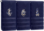3 Pack Coastal Nautical Hand Towels by Hahafelt