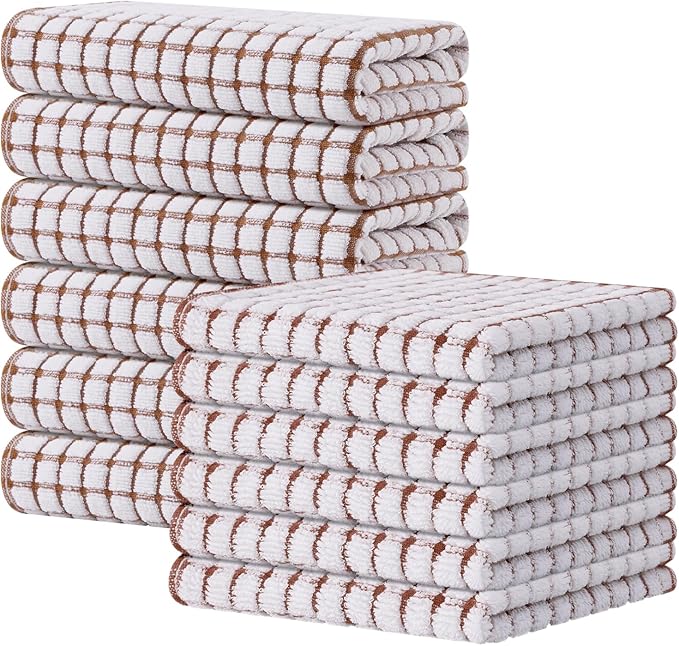 Kitinjoy Cotton 12 Pack Kitchen Towels and Dishcloths Sets, 16 x 25 Inch & 12 X by Kitinjoy