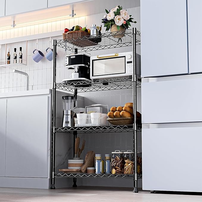 Xcity Storage Shelves, 4 Tier Heavy Duty Metal Shelving Unit, 1600 LBS Capacity Adjustable Steel Wire Shelf Organizer for Pantry, Kitchen, Garage, 14" D x 36" W x 54" H, Black - Image 5