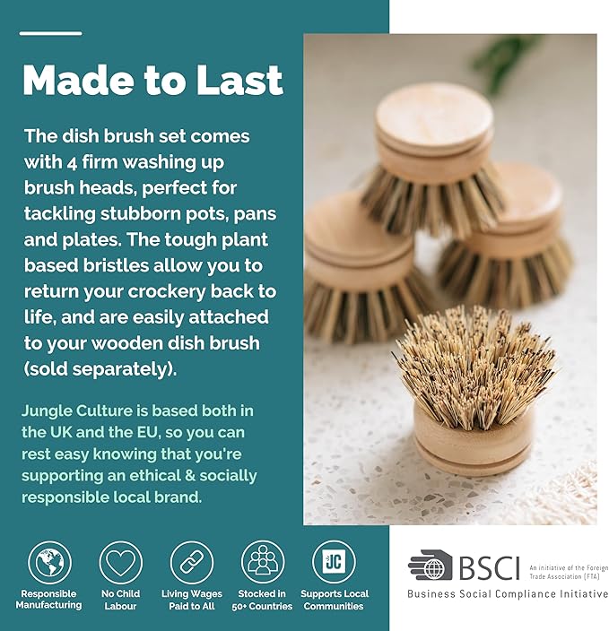 Jungle Culture Dish Brushes or Replacement Brush Heads - Image 2