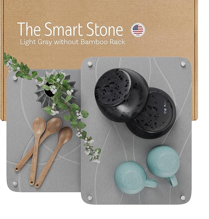 Large Stone Drying Mat for Kitchen Counter | 15.8” x 11.8” Dish Drying Mat by FEDBB