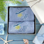 2 Pcs Beach Chair Hand Towels Slate Blue Bathroom Decor 14x29 Inch Embroidered - Image 6