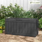 Patiowell 82 Gallon Resin Deck Box, Waterproof Large Wood Look Storage Box for Patio Furniture, Pool Accessories, Garden Tools and Sports Equipment, Lockable, Black - Image 7