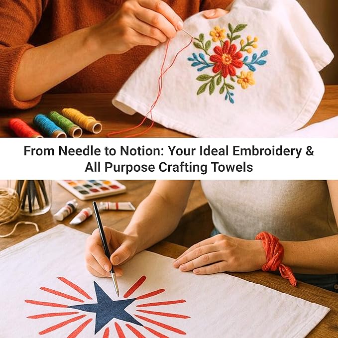 Flour Sack Towels | Tea Towel for Crafts| Kitchen Dish Cotton Blank Towel for - Image 3