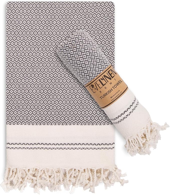 Evelynen Turkish Hand Towels for Bathroom & Kitchen Towels Decorative Set of 2 by EvelynenHome