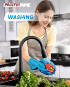 PACIFIC PPE 2 Pairs Reusable Dishwashing Cleaning Gloves, Cotton Liner - Image 5