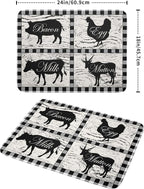 Farmhouse Animal Dish Drying Mat Buffalo Plaid Drainer Rack Mats Fast Dry - Image 2
