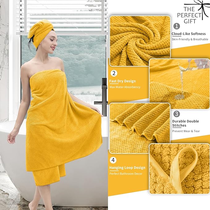 8 Piece Bathroom Towel Set |2 Oversized Bath Towels, 2 Hand Towels, 4 - Image 3