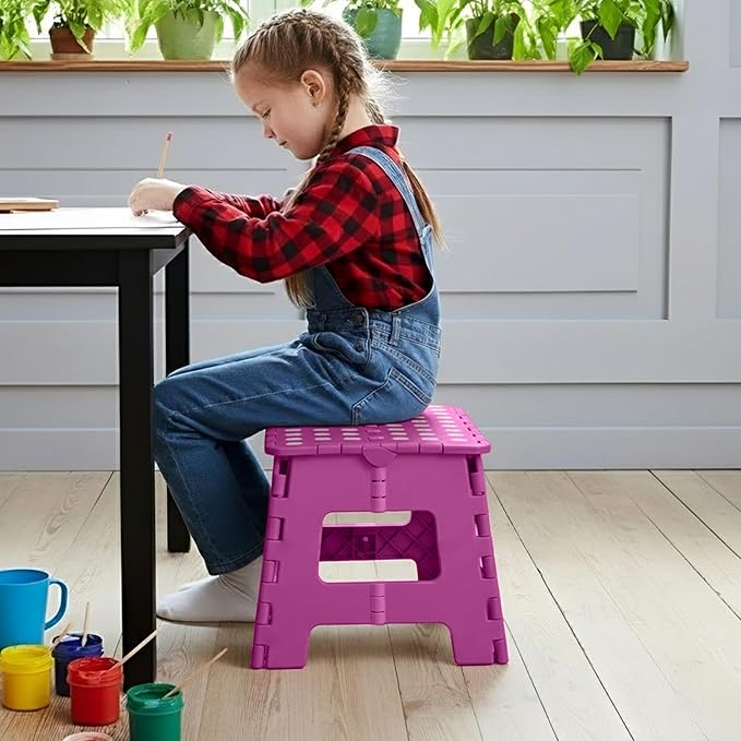 Utopia Home Folding Step Stool with Handle – 9 Inch Anti Slip Collapsible Stool – Holds Up to 300 lbs – Sturdy Plastic Step Stool Foldable for Kitchen, Bathroom and Home Use (1-Pack, Purple) - Image 2