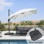 PURPLE LEAF 10 Feet Patio Umbrella with Base Outdoor Cantilever Square Umbrella Aluminum Offset Umbrella with 360-degree Rotation for Garden Deck Pool Patio White - Image 2