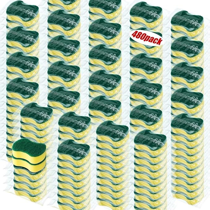 Tanlade 480 Pcs Individually Wrapped Sponges Kitchen Bulk Non Scratch Scouring by Tanlade