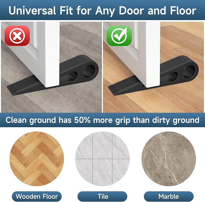 4 Pcs Heavy Duty Door Stopper for Bottom of Door, Aluminum & Rubber Door Stop - Image 3