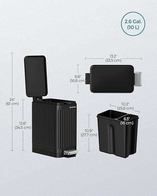 SONGMICS Bathroom Trash Can, 2.6-Gallon Trash Bin - Image 7